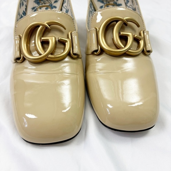 Gucci Victoire 55 Patent Leather GG Loafer in Sand Storm Cream EU 39.5 - Picture 3 of 10